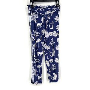 Boden Children Girls Blue Jungle Print Pants With Tie Waist Size 8